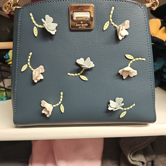 kate spade Handbags - Kate Spade Teal Bag with Floral Accents